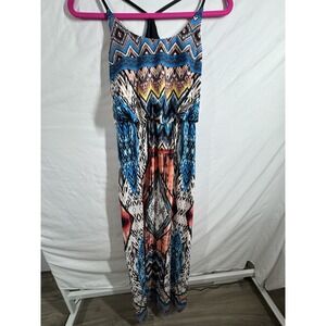 Bailey Blue Bohemian Strappy Tribal Geometric Maxi Dress -size S